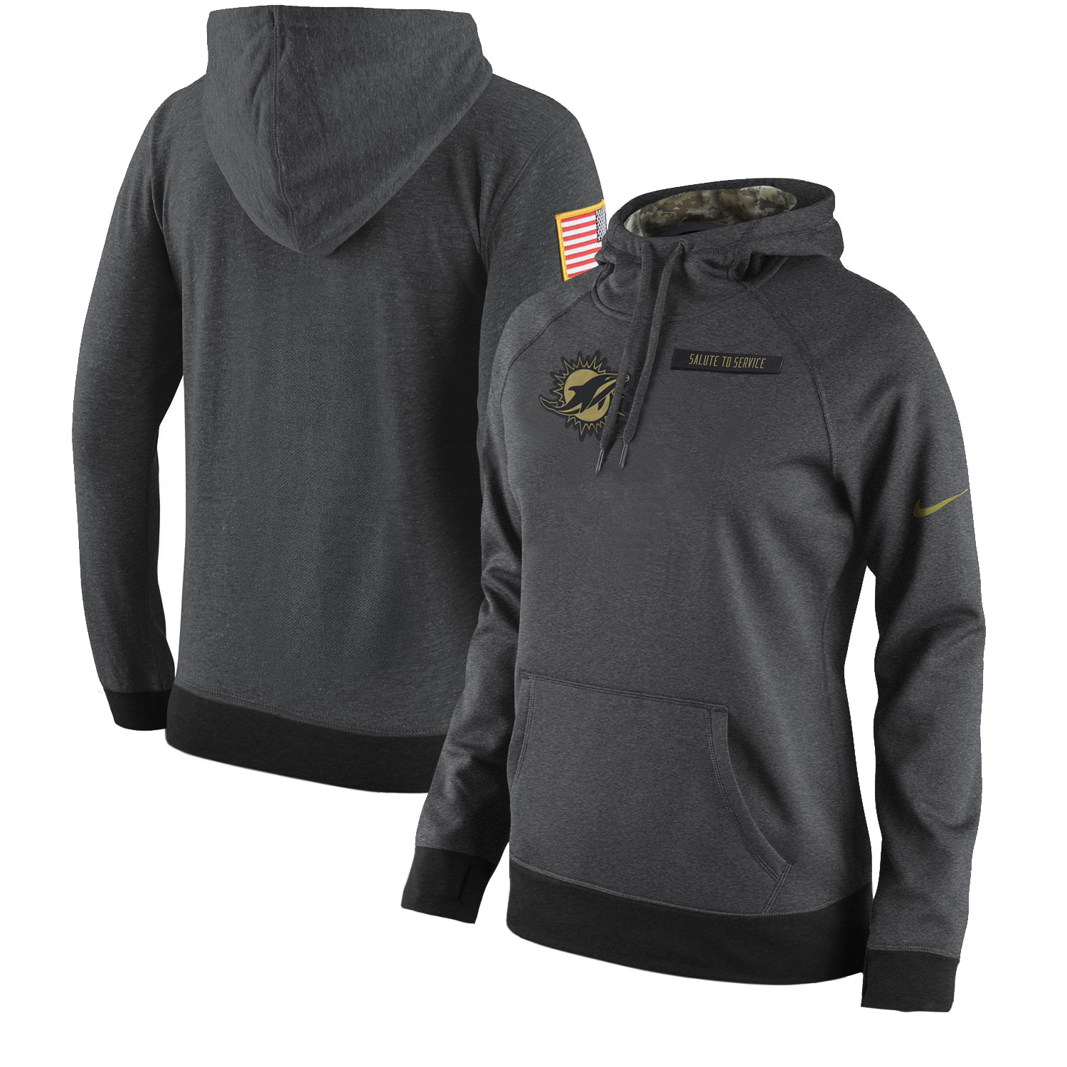 Women NFL Miami Dolphins  Nike Olive Salute To Service Hoodie